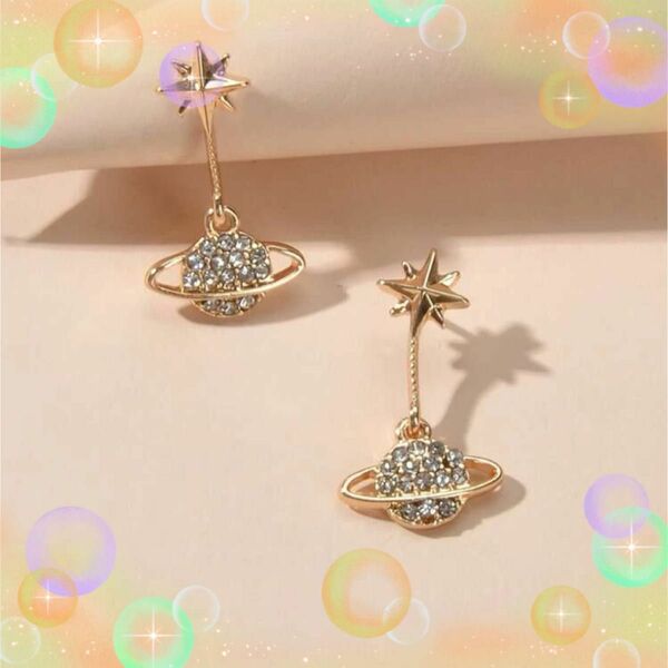 ストーンアクセサリー＊惑星ピアス