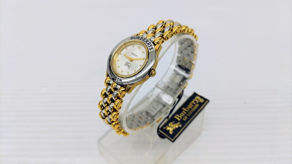 時計Burberrys´バーバリー○Swiss製純金24k10m刻印入り二針腕時計