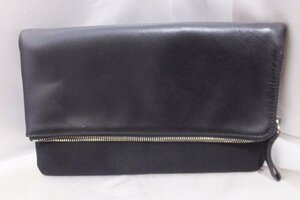 SHIPS leather clutch bag second bag black bag 