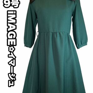 ★美品*イマージュ*両肩ブラックリボン可愛いワンピース★9号・Mサイズ★