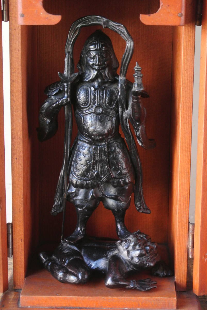 被り心地最高 仏教美術 古銅 毘沙門天 仏像 置物 G R4843B 時代物,古
