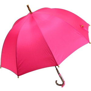 傘 レディース 長傘 WAKAO バードゲージ 深張り バンブーハンドル 親骨60cm ８本骨 雨傘 手開き ピンク