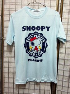 J231/スヌーピー メンズ 半袖 Tシャツ ハニカムメッシュ 柄 水色 S