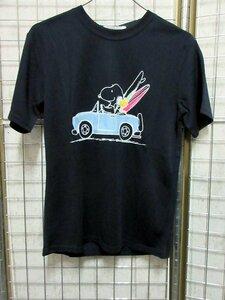 J223/スヌーピー メンズ 半袖 Tシャツ ハニカムメッシュ 柄 紺 S