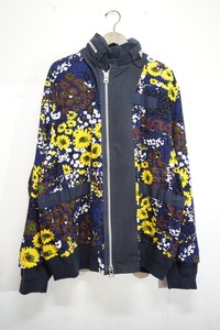 美品18AW sacaiサカイ Floral Print Jacket ハイブリッド フラワー ミリタリー ジャケット 切替え 18-01741M 花柄 紺315M▲