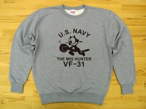 U.S. NAVY VF-31 杢グレー 9.7oz トレーナー 黒 M スウェット トムキャット VFA-31 USN