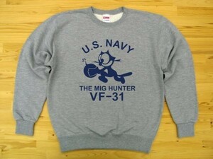 U.S. NAVY VF-31 杢グレー 9.7oz トレーナー 紺 L スウェット トムキャット VFA-31 USN