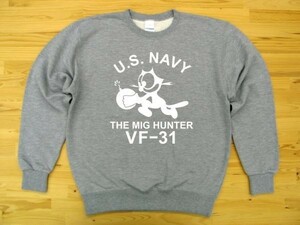 U.S. NAVY VF-31 杢グレー 9.7oz トレーナー 白 2XL 大きいサイズ スウェット トムキャット VFA-31 USN