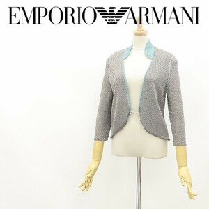 ◆EMPORIO ARMANI エンポリオ アルマーニ レーヨンニット×シルク 総柄 チェーンボタン カーディガン 38