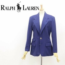 ヴィンテージ◆RALPH LAUREN ラルフ ローレン ウール 金釦 ジャケット 紺 ライトネイビー 7_画像1