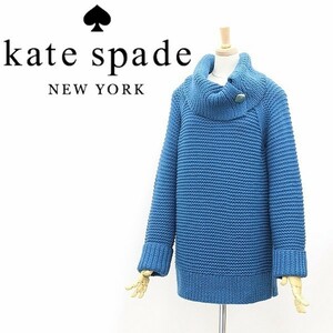 *kate spade Kate Spade дизайн кнопка есть o крышка -toru шея шерсть вязаный свитер голубой XS