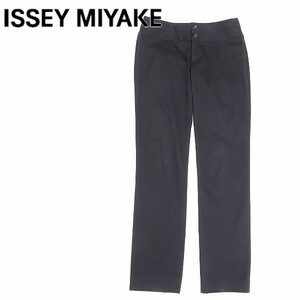 ◆ISSEY MIYAKE イッセイ ミヤケ ストレッチ ストレート パンツ 黒 ブラック 1