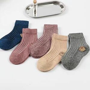 (5 pairs set ) baby for two needle cotton socks autumn winter model Korea pretty original cotton child socks thick rice field . manner socks 