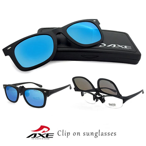  new goods tip-up type AXE Axe as-3pcs bu one touch clip-on polarized light sunglasses mirror lens sunglasses UV cut 