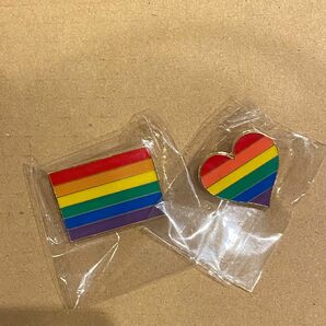 2個セット レインボーバッジ LGBTQ ピンバッジ