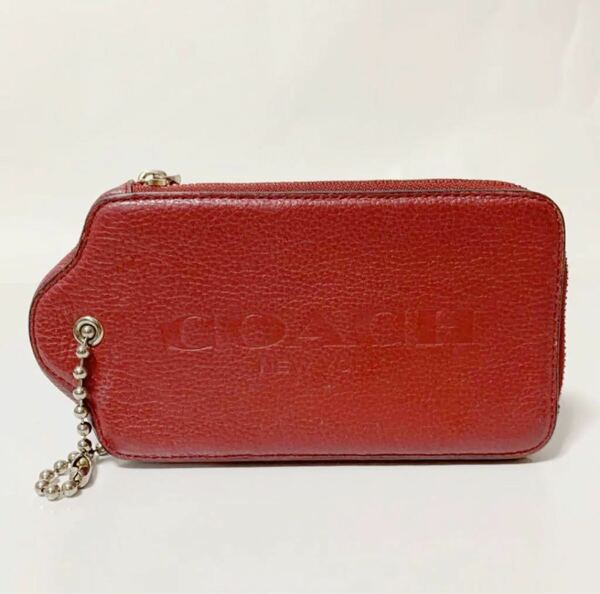 COACH コーチ ポーチ マルチファンクションケース ハングタグ 52507 ボルドー 中古