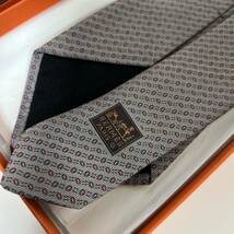 HERMES エルメス ネクタイ シルク シルバーグレー ドット 758889T 美品_画像7