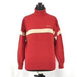 日本製★エル ゴルフ/ELLE GOLF★タートルネックセーター【2/women’s size -M/赤×ベージュ/red×beige】Sweater◆BG998