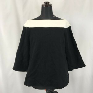 Cara/カーラ★七分袖/厚手/カットソー/シャツ【women’s size -M/黒×白/black×white】Tops◆BH37