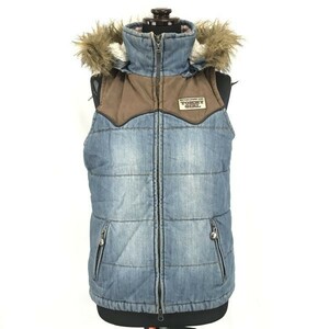 tommy girl* attaching and detaching hood & fur / with cotton the best [women*s size -M/ light blue ] blouson / jacket /Jumpers*BH48