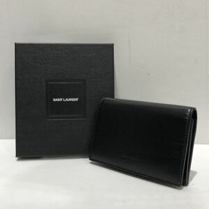 【SAINT LAURENT】サンローラン 二つ折り財布 ブラック イタリア製 レザー メンズ ウォレット ts202403