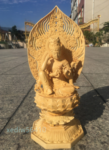 高品質◆極上品 仏教美術木彫 仏師で仕上げ品 如意輪観音像 高さ約30cm