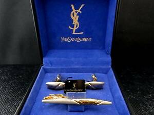 ◎№3843◎■タグ付良品■【YSL】サンローラン【シルバー・ゴールド】■カフス＆ネクタイピン セット♪