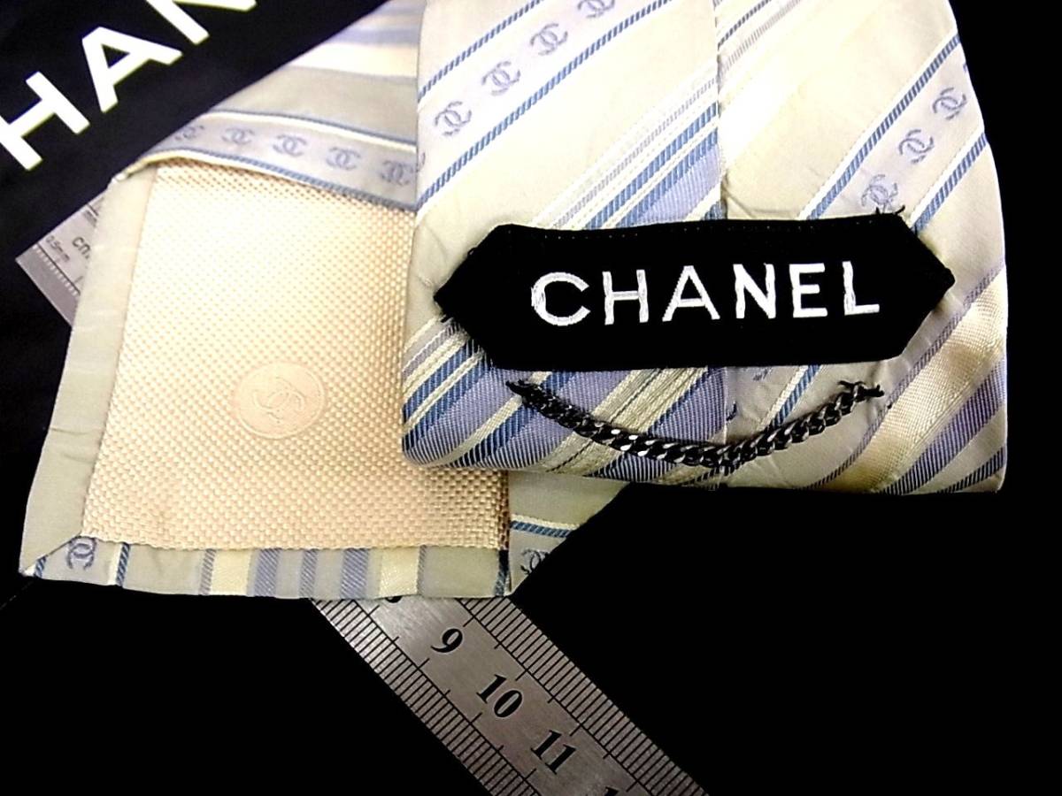 海外 CHANEL シャネル ネクタイ ロゴ ストライプ ボルドー ワイン