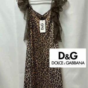 【新品】定価10万強 DOLCE&GABBANA ドルチェアンドガッバーナ 贅沢レース使い ドレスワンピース レオパード柄 40