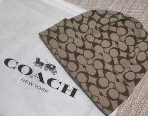 新品 未使用 定価29700 COACH メンズ ニットキャップ フリーサイズ ブラウン ベージュ ウール シグネチャー コーチ キャップ ニット 帽子