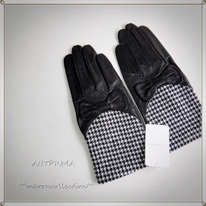  unused * Anteprima * ribbon, thousand bird .. sheep leather leather gloves 