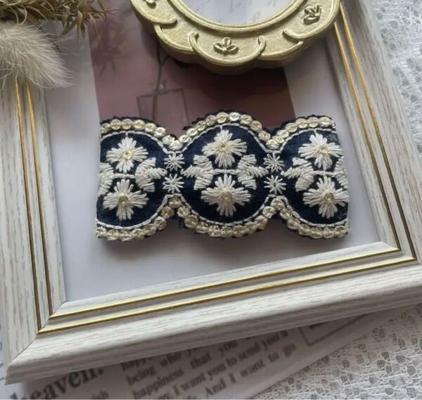 ヘアピン インド刺繍リボン