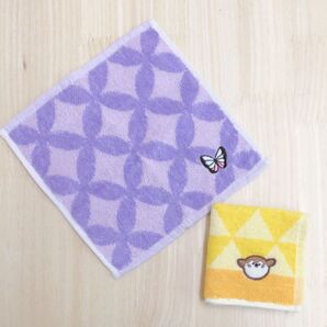 ハンドタオル ミニタオル 和柄 鬼滅の刃 胡蝶しのぶ 風 & ちゅん太郎 風 2枚セット