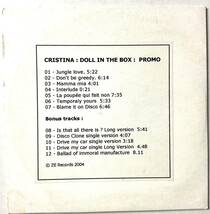 CD レア盤 PRE-PROMO 非売品 CRISTINA Doll in The Box ZEREC CD11 12Tracks ZE RECORDS 2004 クリスティーナ 入手困難_画像3