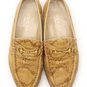 GUCCI グッチ ◇ パイソン スネーク レザー ホース ビット ローファー シューズ 靴 ◇ 蛇 ヘビ 皮 革 柄 スキン
