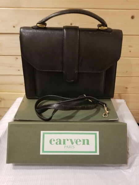 carven ショルダーバッグ ハンドバッグ 黒　レザー