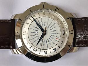 代) 新品 未使用 スイス製 Tissot ティソ160周年記念 COSC 自動巻 手巻き 世界時間 24タイムゾーンファイアガラス シースルーバック 限定版