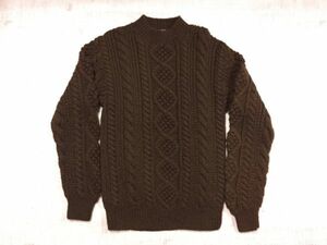 ノースパーミット North Permit レディース ジャガード ゲーブル編み ローゲージ ニット セーター 厚手 ウール100% S 茶色