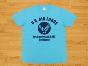 アウトレット処分 U.S. AIR FORCE アクアブルー 4.0oz 半袖Tシャツ 紺 M ミリタリー エアフォース
