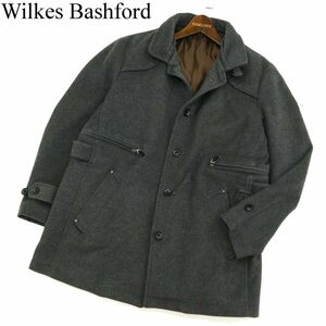 Wilkes Bashford タカキュー 秋冬 メルトン ウール カシミヤ混★ トラベル ジャケット コート Sz.M　メンズ グレー　C2T10833_A#N