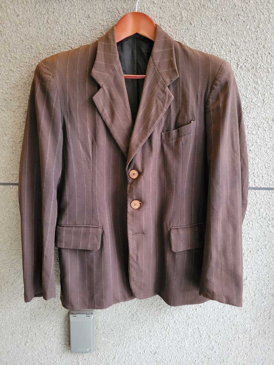 vintage テーラードジャケット 背抜き ブラウン/S252-