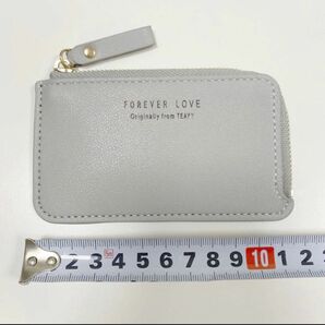 （数量限定価格）【新品】薄型　小銭入れ　カードケース　L字 ファスナー 財布 コインケース　グレー　フラグメントケース