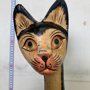 木彫猫　置物　大型置物猫　インテリア 高さ約100cm