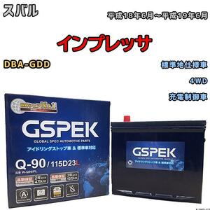 バッテリー デルコア GSPEK スバル インプレッサ DBA-GDD 4WD Q-90