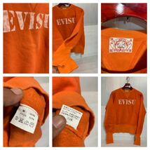 EVISU エヴィス　エビス　デカロゴ 大　ステンシルプリント　肉厚　両Vステッチ　スウェット　トレーナー　橙　40 L程　オレンジ_画像2