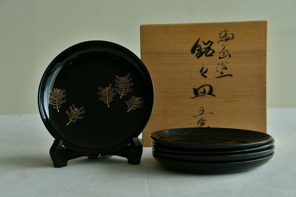 ☆輪島塗 盛皿 清雅堂造 瓢箪蒔絵☆ e2100 輪島塗 干菓子器 瓢箪蒔絵 在銘 前田正真 盆 干菓子盆 茶道具