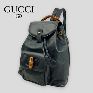 * Gucci GUCCI* bamboo Mini backpack rucksack navy backpack 