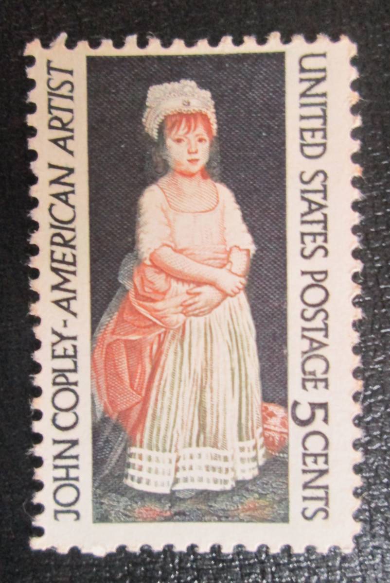 US/US Painting Stamp 1965 US Painting by Js Copley 5c: Statue of a 5-year-old girl 1 type Unused, antique, collection, stamp, Postcard, North America