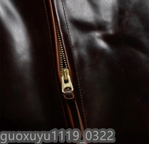  1.6mm 姫路レザー 茶芯ホースハイド 30's シングルライダース バーガンディ フルグレインレザー ジャケット 馬革 XL(40) サイズ選択可_画像7
