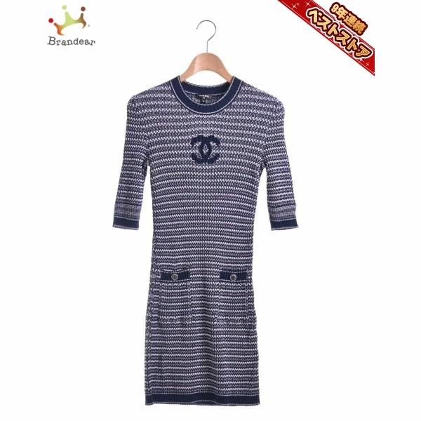 超美品 CHANEL シャネル ライトグレー 38ニット カシミア ワンピース